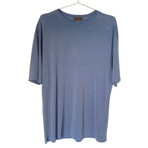 Sette Ponti Mens Blue Textured Ribbed Short Sleeve Crew Neck Knit Shirt Large